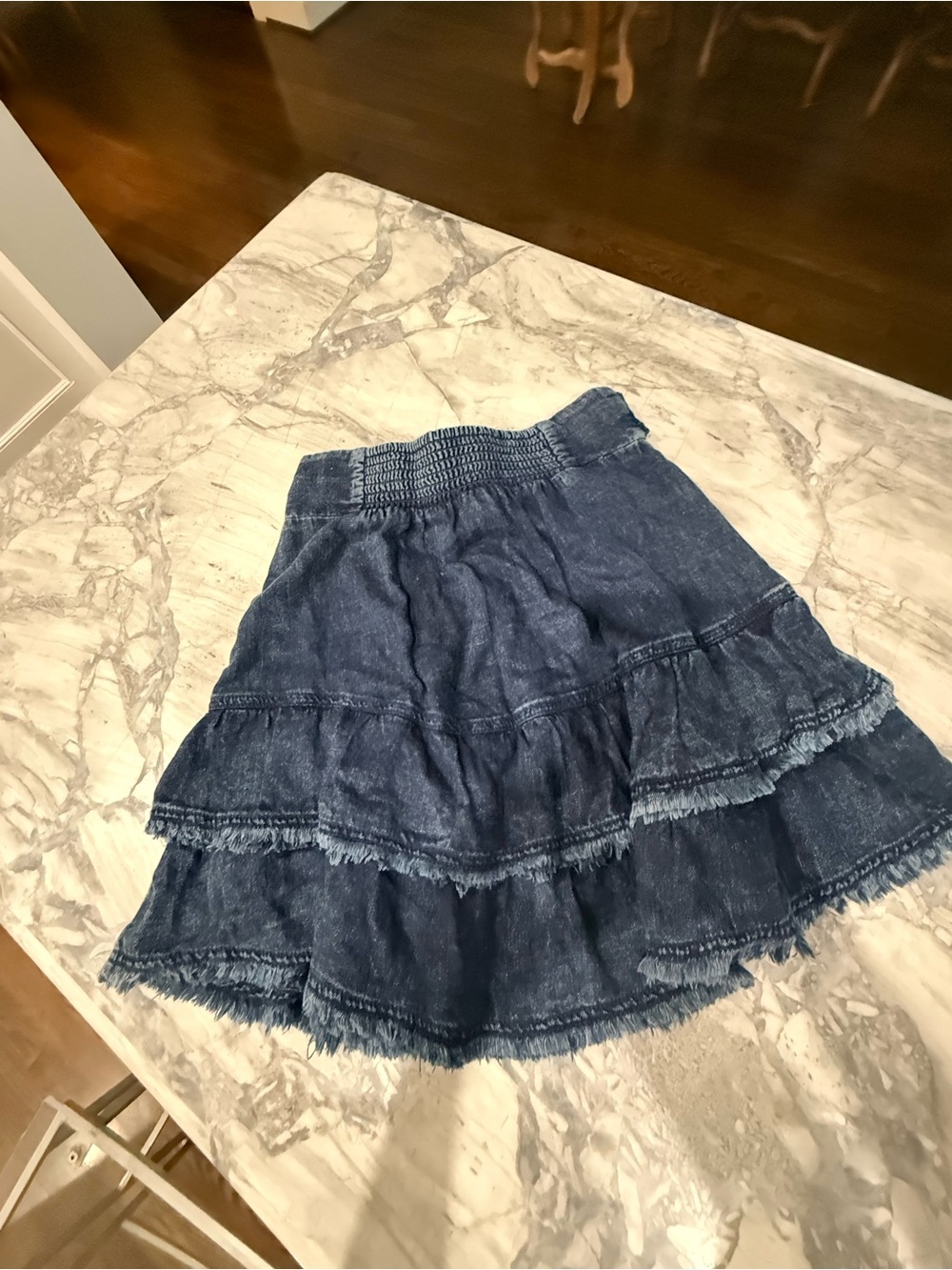 Pilcro Denim Tiered Ruffle Mini Skirt - Blue - Picture 2 of 3